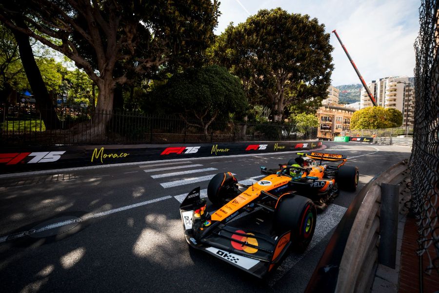 Grand Prix de Monaco 2025 : Dimanche · Course · Norris dans l’ombre des arbres, F1 75